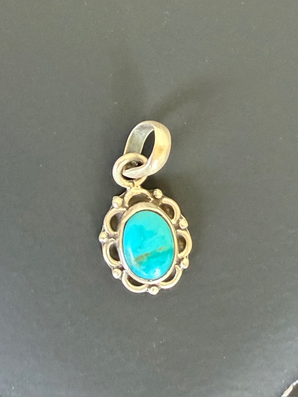 925 Brushed Sterling Santa Maria Turquoise Pendant